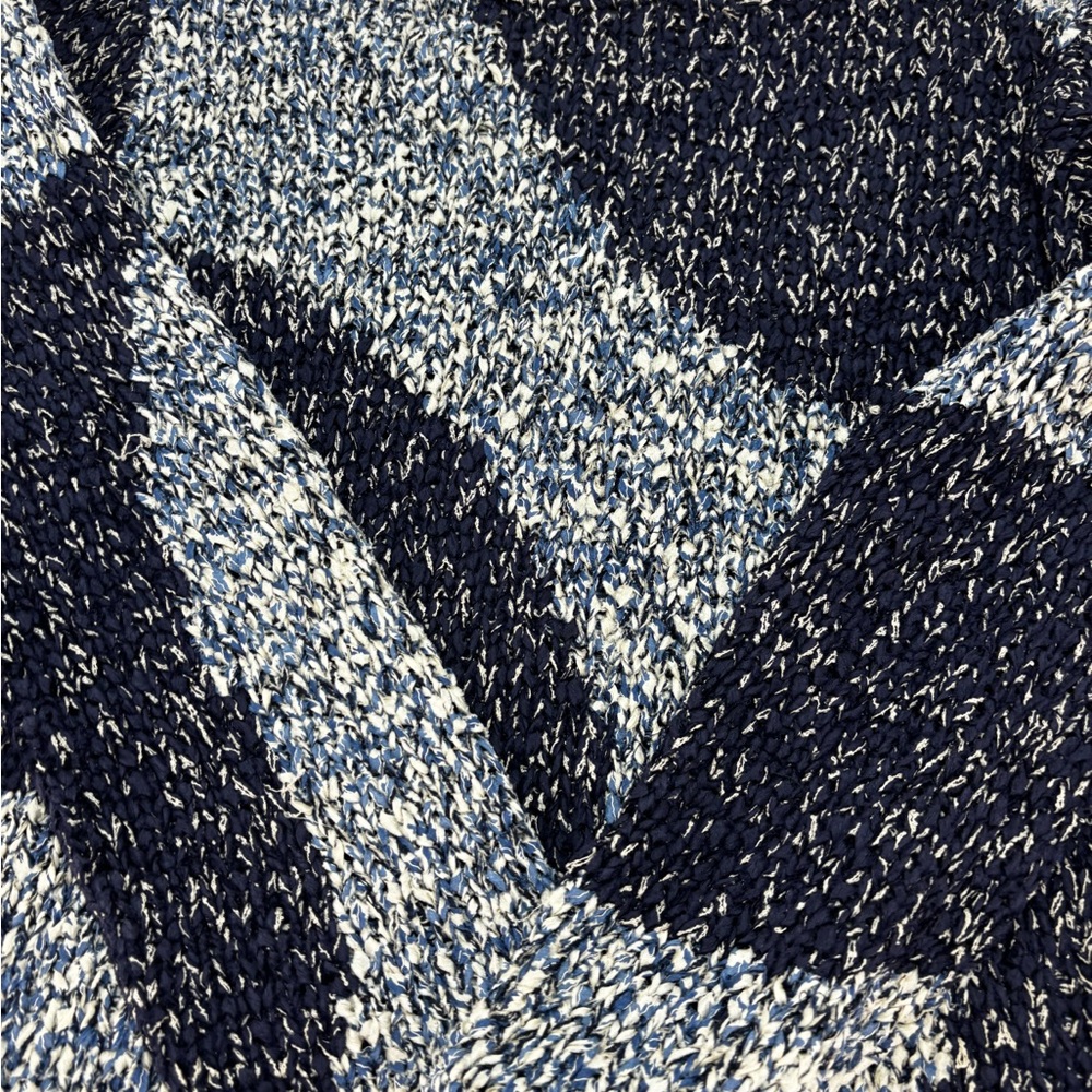 Sigrid Olsen Petite S Hand-Knit Textured Sweater Blue Cream Abstract‎ Cozy - Picture 6 of 8